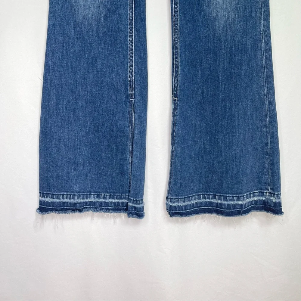 Flying Monkey High Rise Side Slit Released Hem Flare Jeans Deep Love Size 29 - Picture 11 of 13